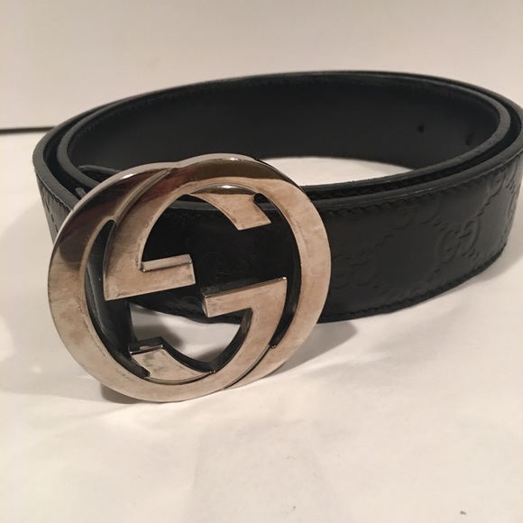 gg black leather belt